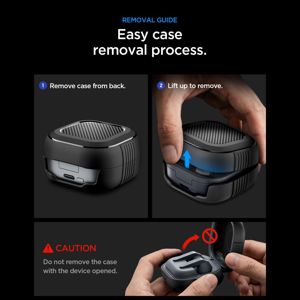 Rugged Armor Case Spigen for Samsung Galaxy Buds4 / Buds4 Pro, Matte Black ACS11200_10