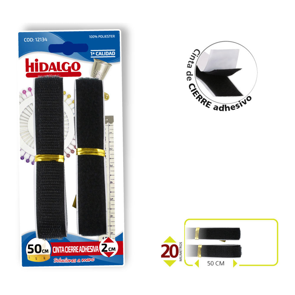BlÃster fecho adesivo preto 2x50 cm hidalgo_0
