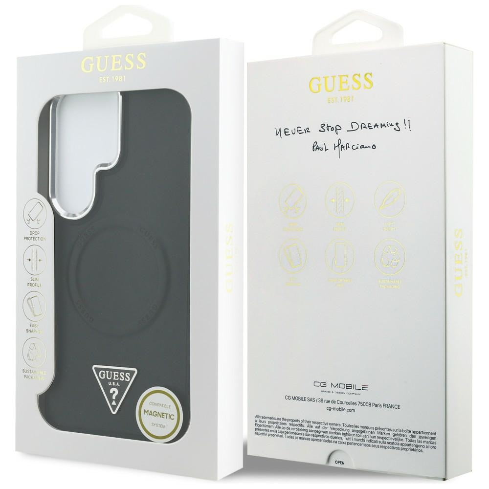 Guess Embossed Ring Triangle Logo MagSafe Case for Samsung Galaxy S26 Ultra - Black_7