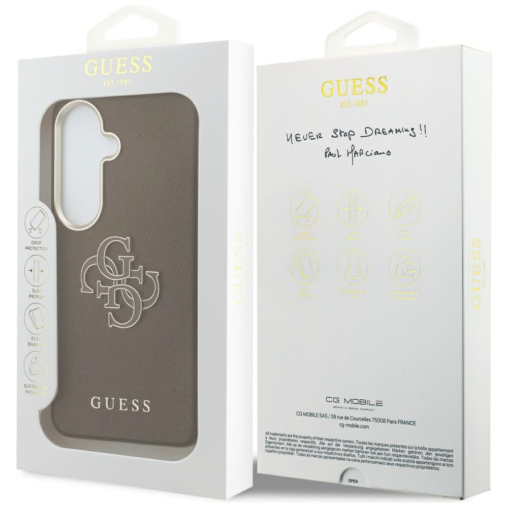 Guess Grained Big 4G Metal Logo Case for Samsung Galaxy S26+ - Brown_7