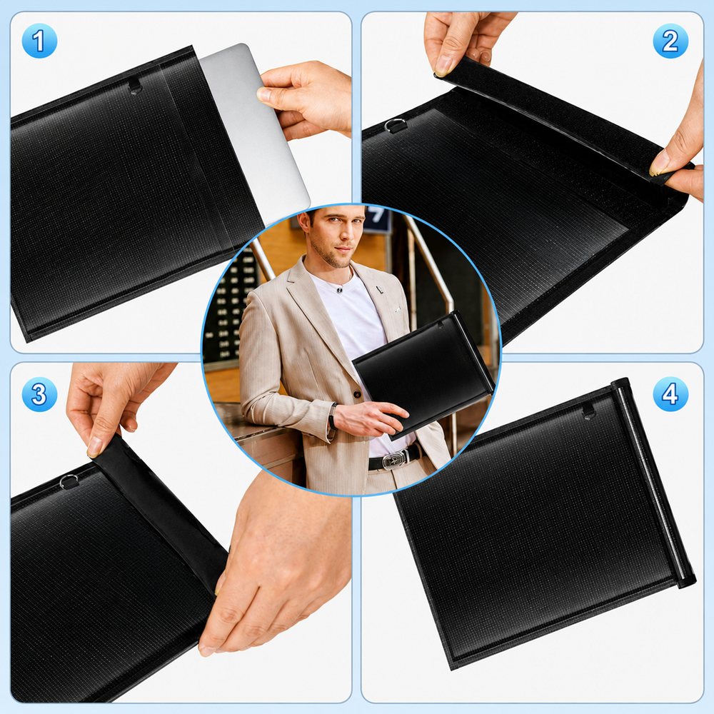 Set of 5 Fireproof OTN-5 RFID Signal Blocking Bags - Black_1