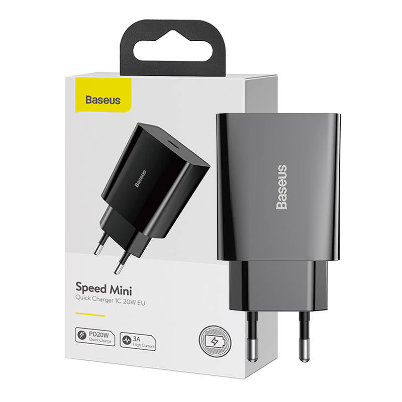 Baseus Speed Mini Quick Charger, USB-C, PD, 3A, 20W (black)_0