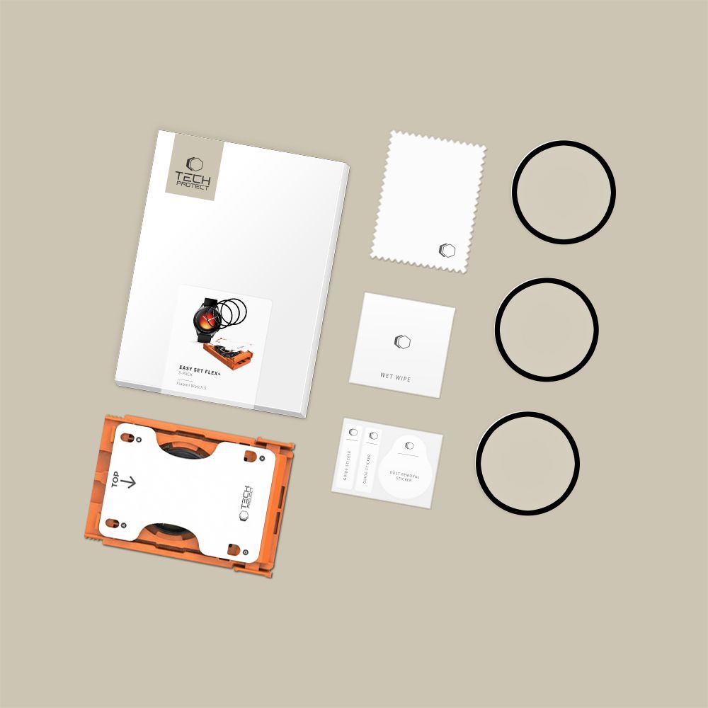 Tech-Protect Easy Set Flex+ 3-Pack Hybrid Glass for Xiaomi Watch 5 - Black_6