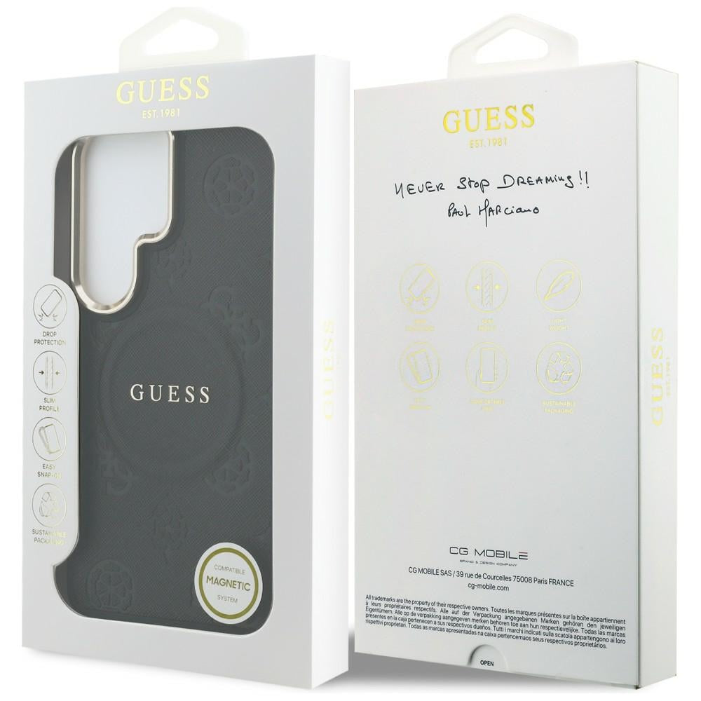 Guess Saffiano Peony Embossed Ring MagSafe Case for Samsung Galaxy S26 Ultra - Black_7
