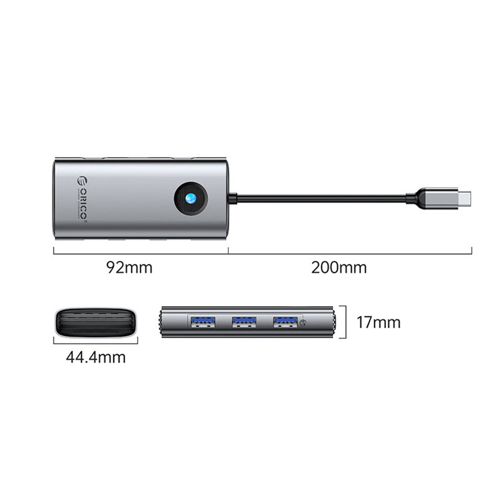 Orico PW11 6in1 USB-C Docking Station 3x USB-A 3.0 1x USB-C PD 100W 1x HDMI 4K 30Hz 1x RJ45 2.5G Ethernet - Gray_1