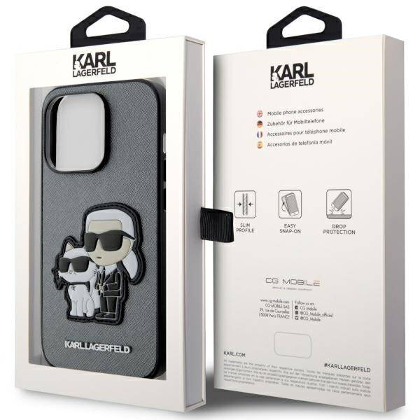 Etui Karl Lagerfeld Saffiano Karl & Choupette na iPhone 14 Pro 6- srebrne_7