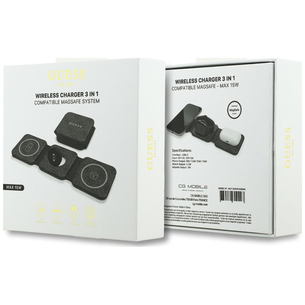 Ładowarka indukcyjna Guess 4G 3w1 15W MagSafe - czarna_4