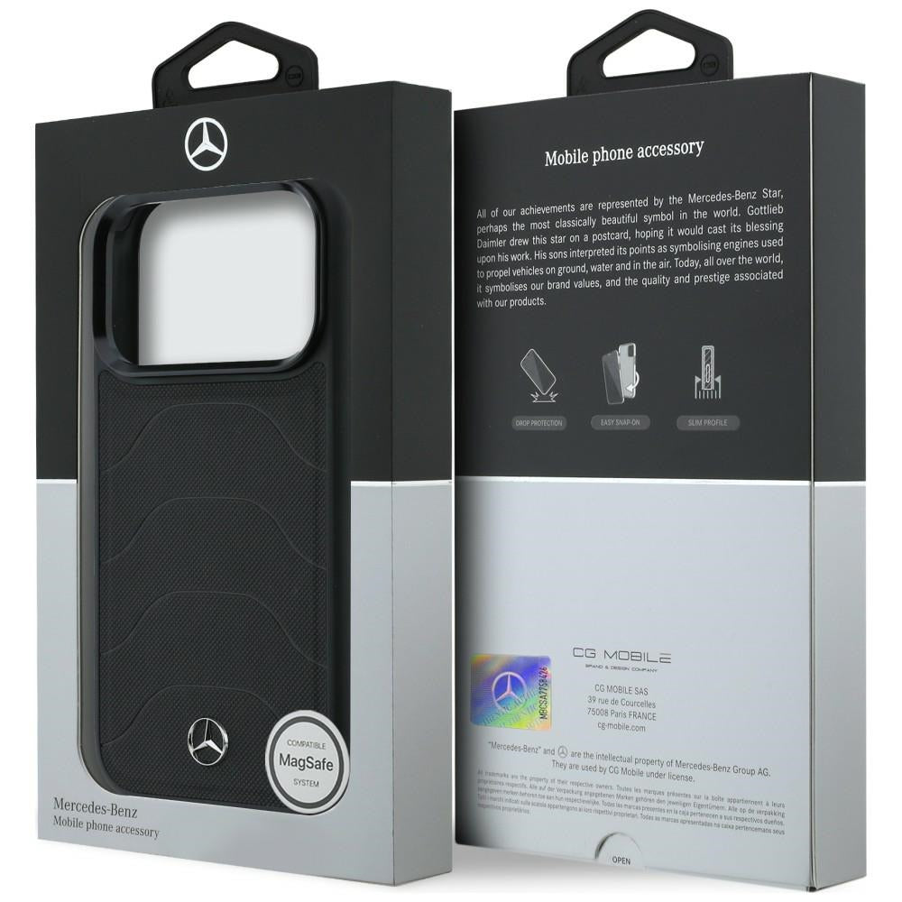 Etui Mercedes Leather Mesh with Bow Line MagSafe na iPhone 17 Pro Max - czarne_7