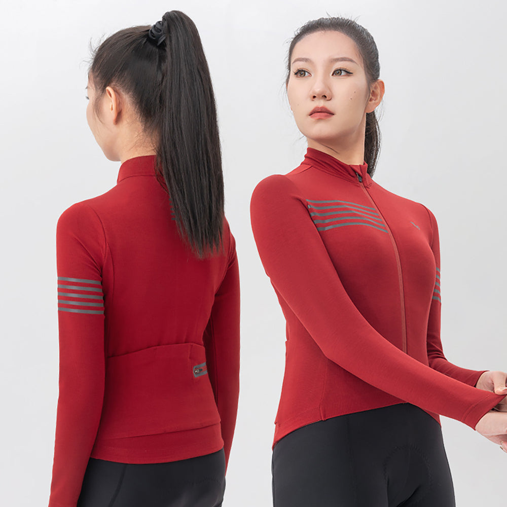 Rockbros YPW065 TVI Women's Long Sleeve Cycling Jersey Fall/Winter M - Red_3