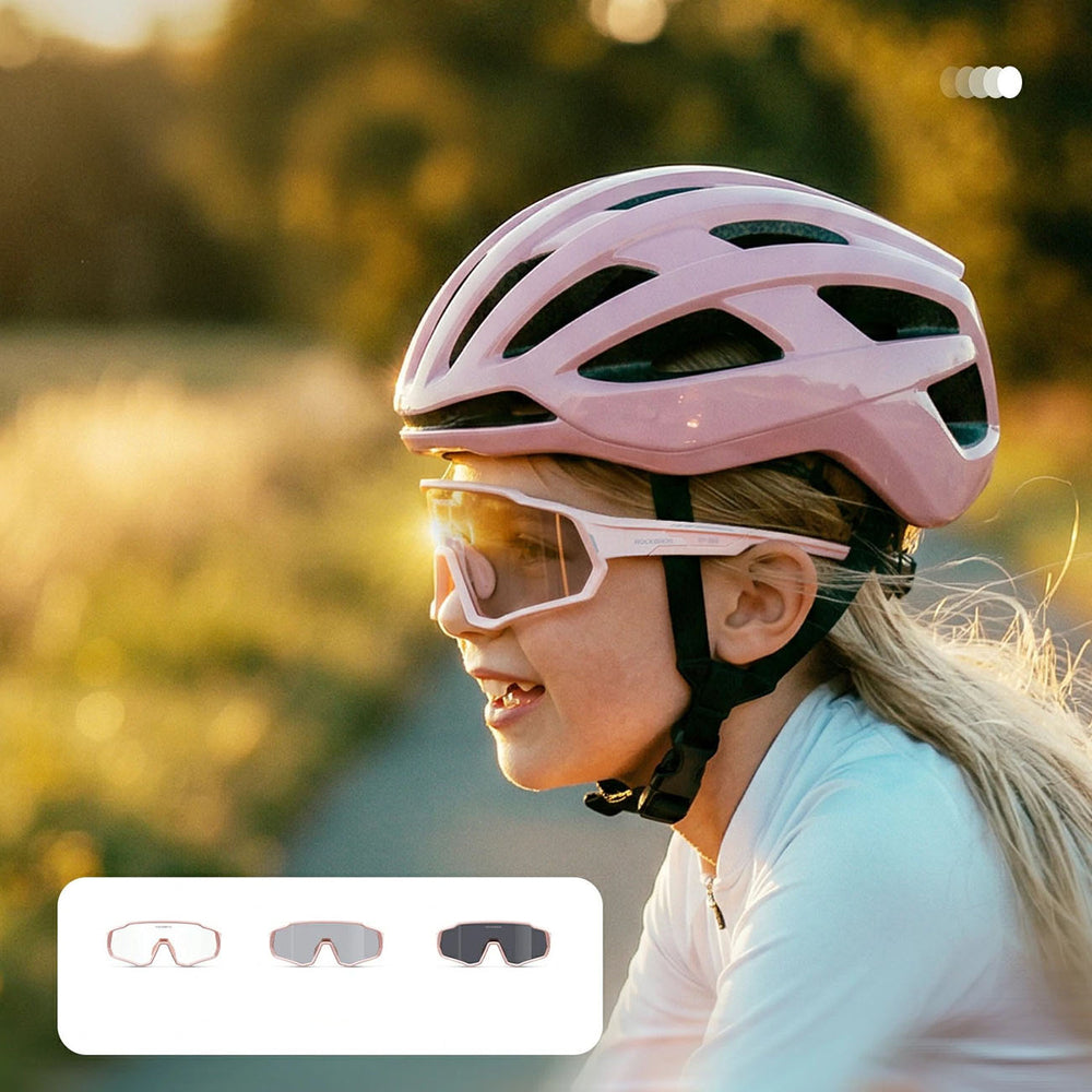 Rockbros SP383 Photochromic Cycling Glasses with UV400 Protection for Kids - Pink_3