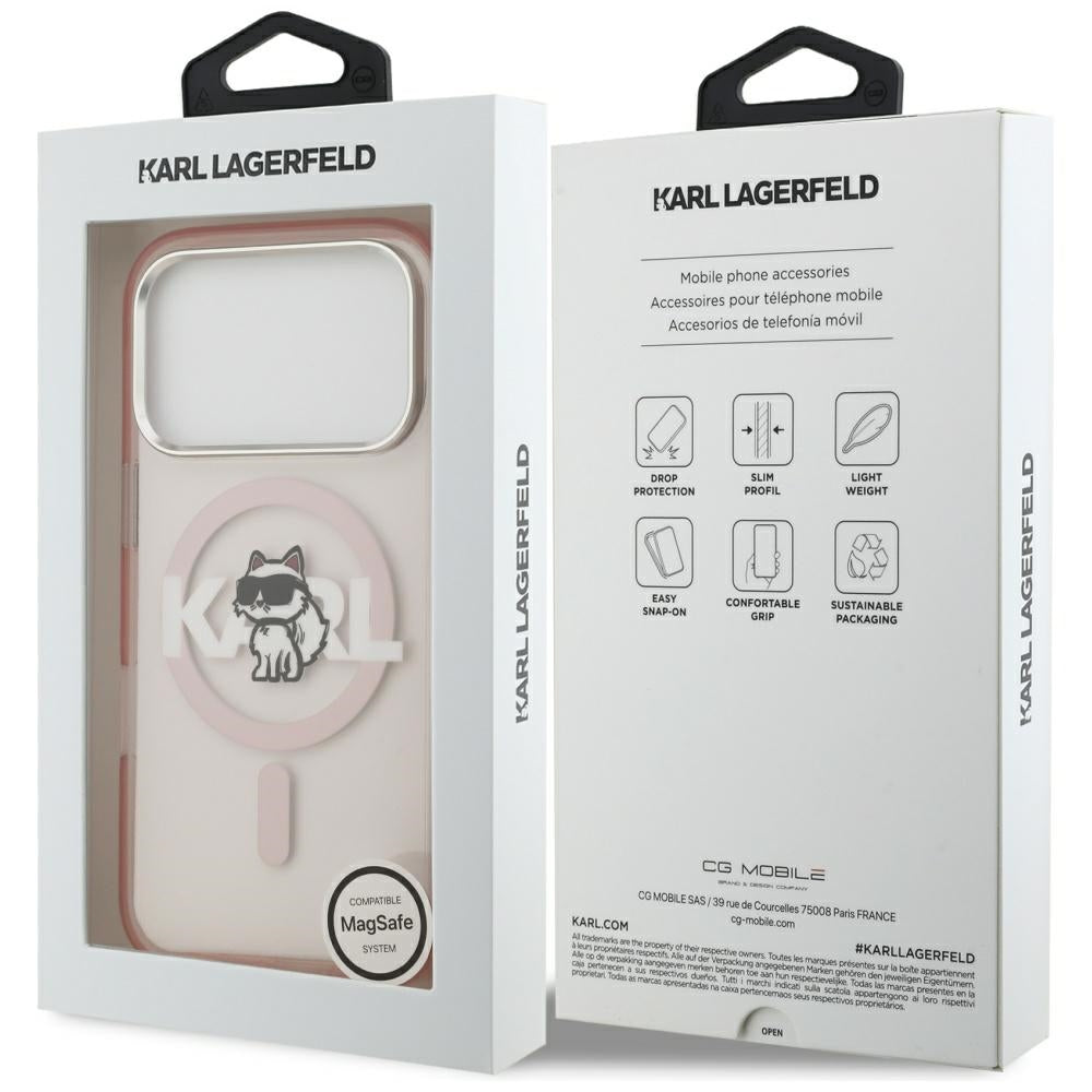 Etui Karl Lagerfeld IML Choupette Sketch Logo MagSafe na iPhone 17 Pro - różowe_7