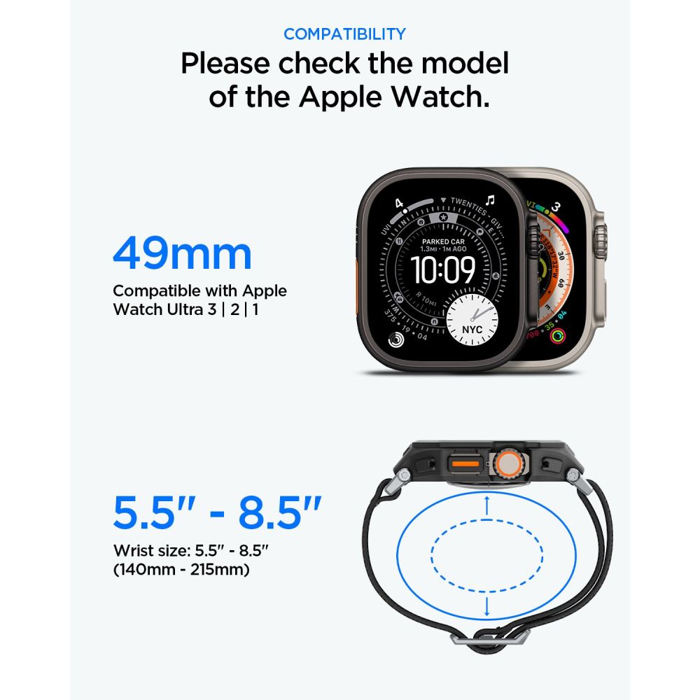 Lite Fit Pro Case with Screen Protector Spigen for Apple Watch Ultra Series, Matte Black ACS11415 _9