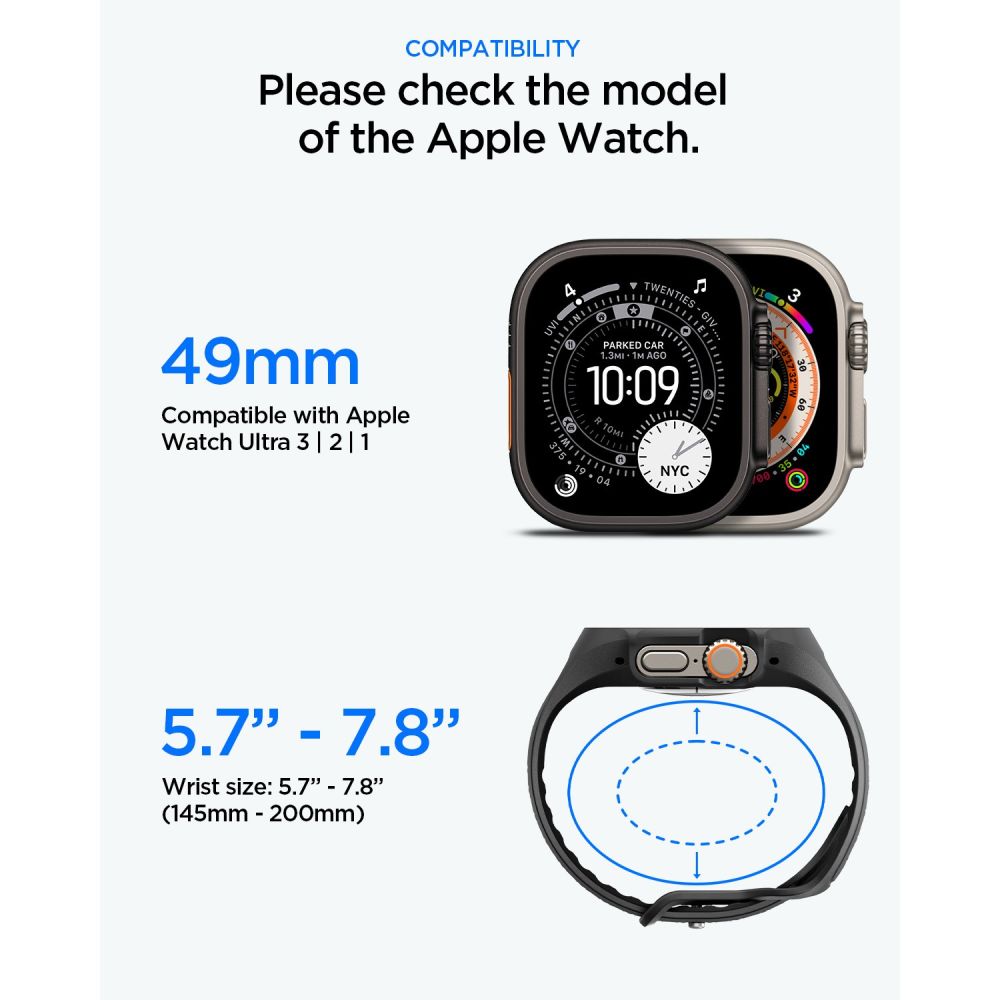 Liquid Air Pro Case with Screen Protector Spigen for Apple Watch Ultra Series, Matte Black ACS11416 _9