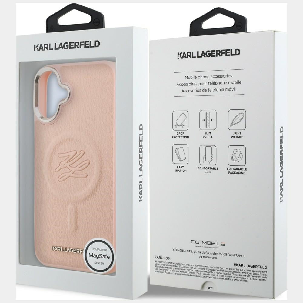 Karl Lagerfeld Initial & Metal Logo MagSafe Case for iPhone 16 Plus - Pink_7