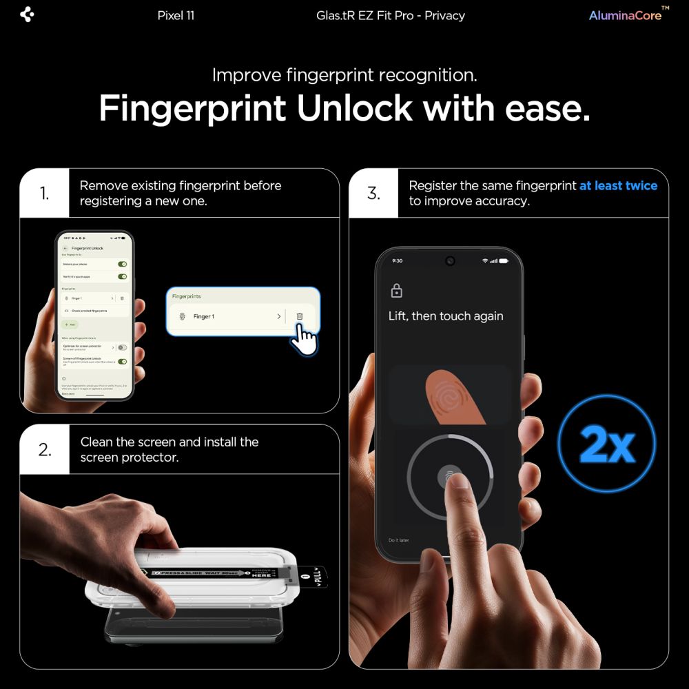 Spigen Glas.tR EZ Fit Pro HD 2-Pack Privacy Tempered Glass for Google Pixel 10/11_11