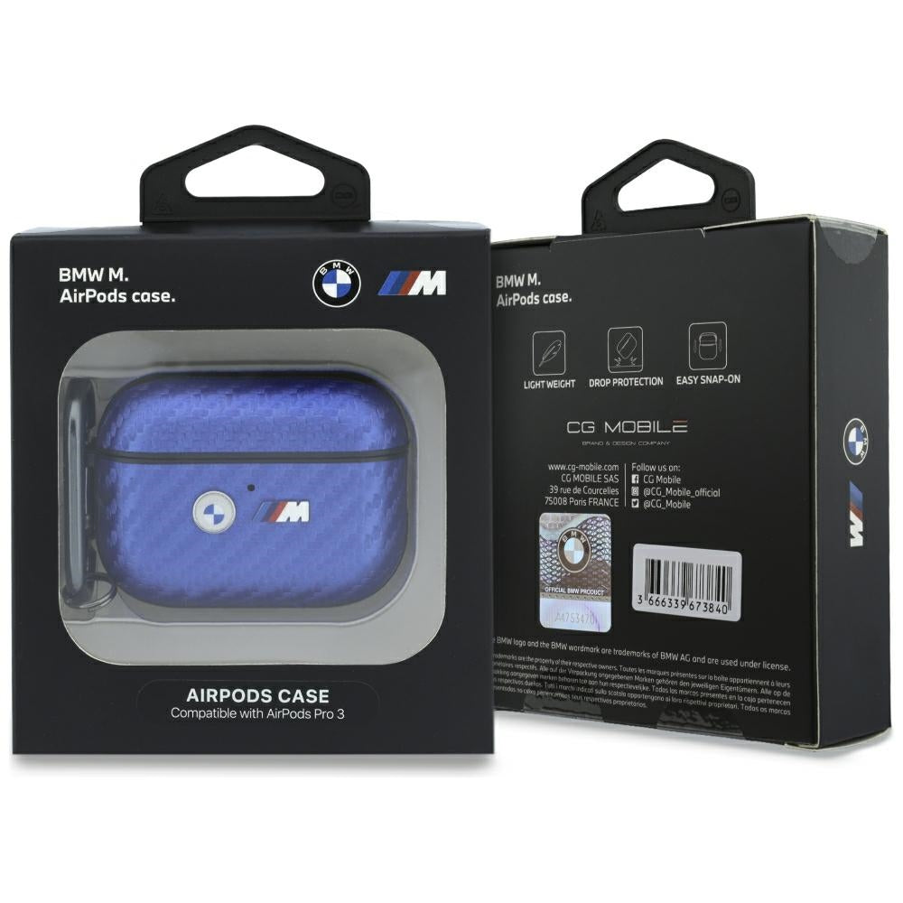 BMW M Carbon Metal Logo Case for AirPods Pro 3 - Light Blue_3