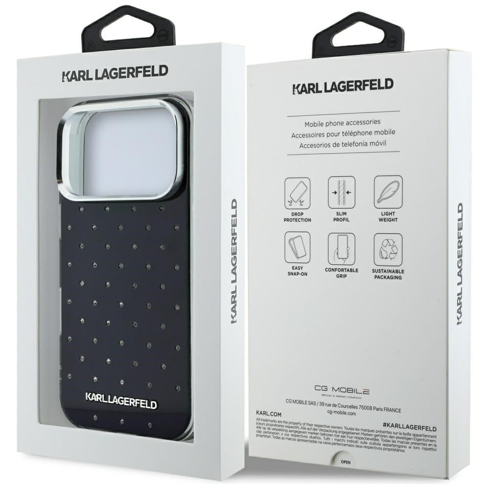 Karl Lagerfeld IML Rhinestones Allover and Electroplated Logo Case for iPhone 17 Pro Max / 18 Pro Max - Black_7