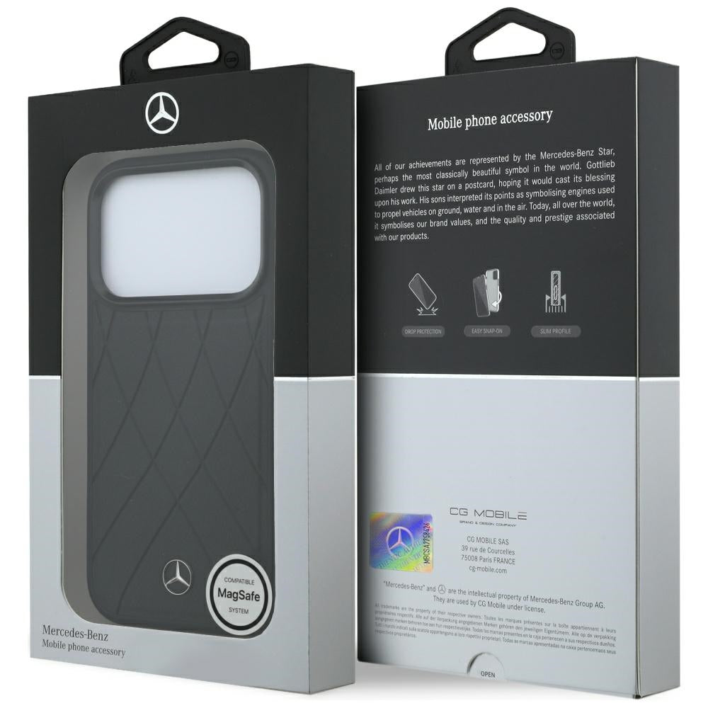 Mercedes Leather Crossed Lines MagSafe Case for iPhone 17 Pro / 18 Pro - Black_7