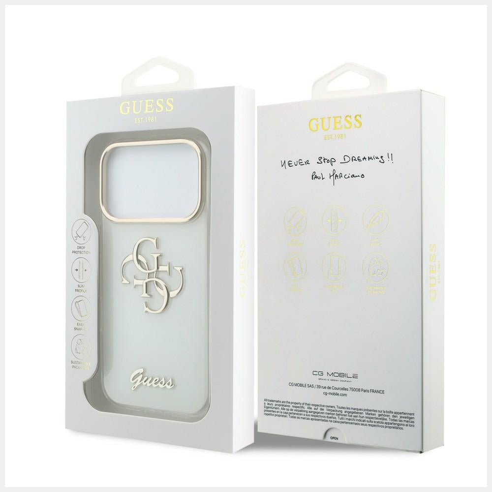 Guess IML 4G Script Metal Case for iPhone 17 Pro Max / 18 Pro Max - White_7