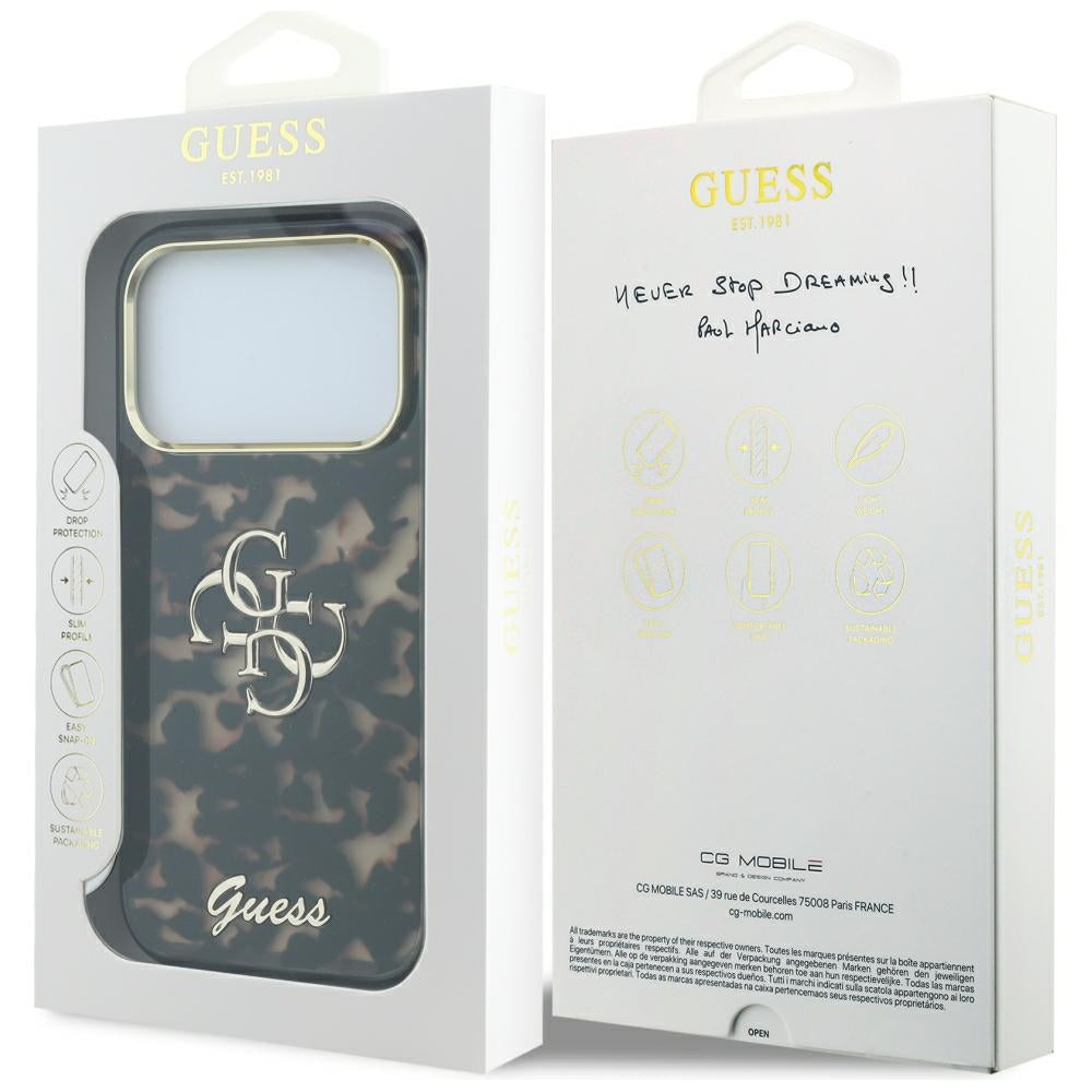 Guess IML 4G Script Metal Case for iPhone 17 Pro Max / 18 Pro Max - Black and Brown_7