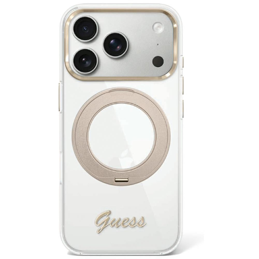 Guess IML Ring Stand 360 Script Metal Logo MagSafe Case for iPhone 17 Pro Max / 18 Pro Max - Transparent_0