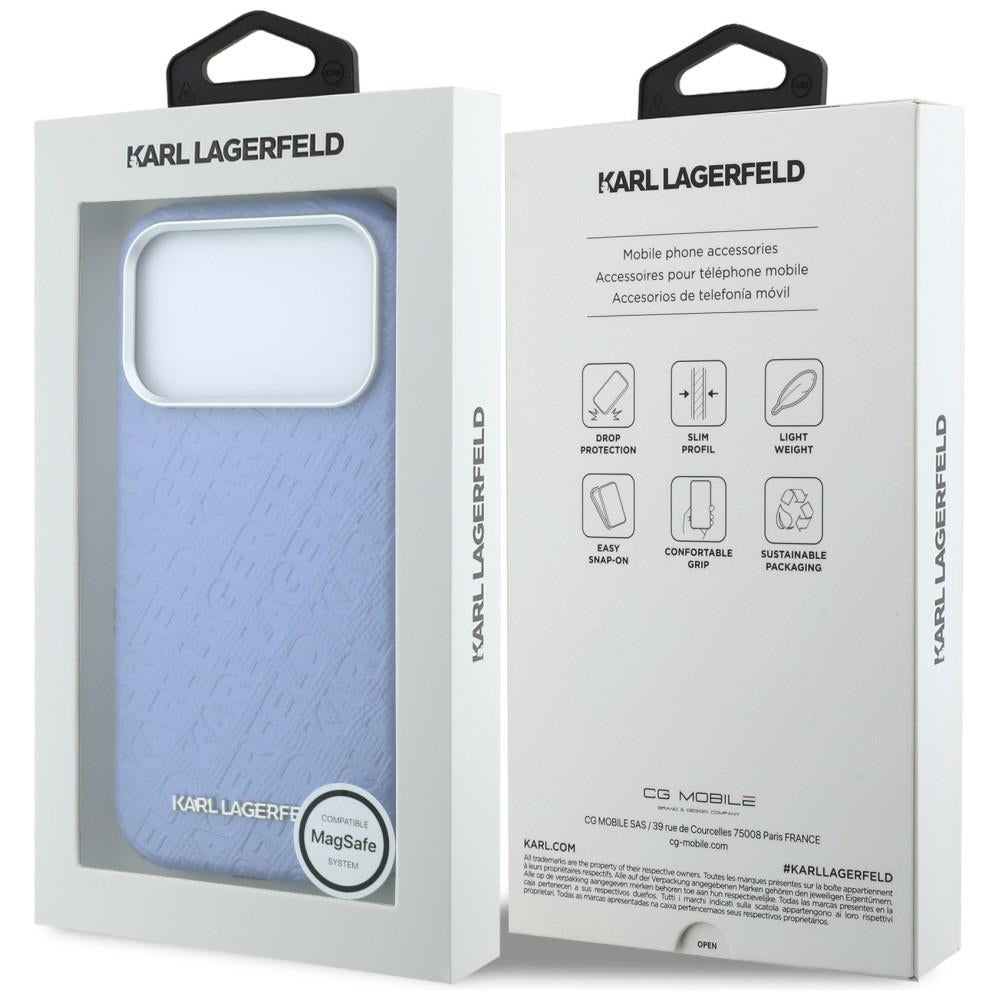 Karl Lagerfeld Grained Allover Logo Metal Elongated MagSafe Case for iPhone 17 Pro Max / 18 Pro Max - Blue_7
