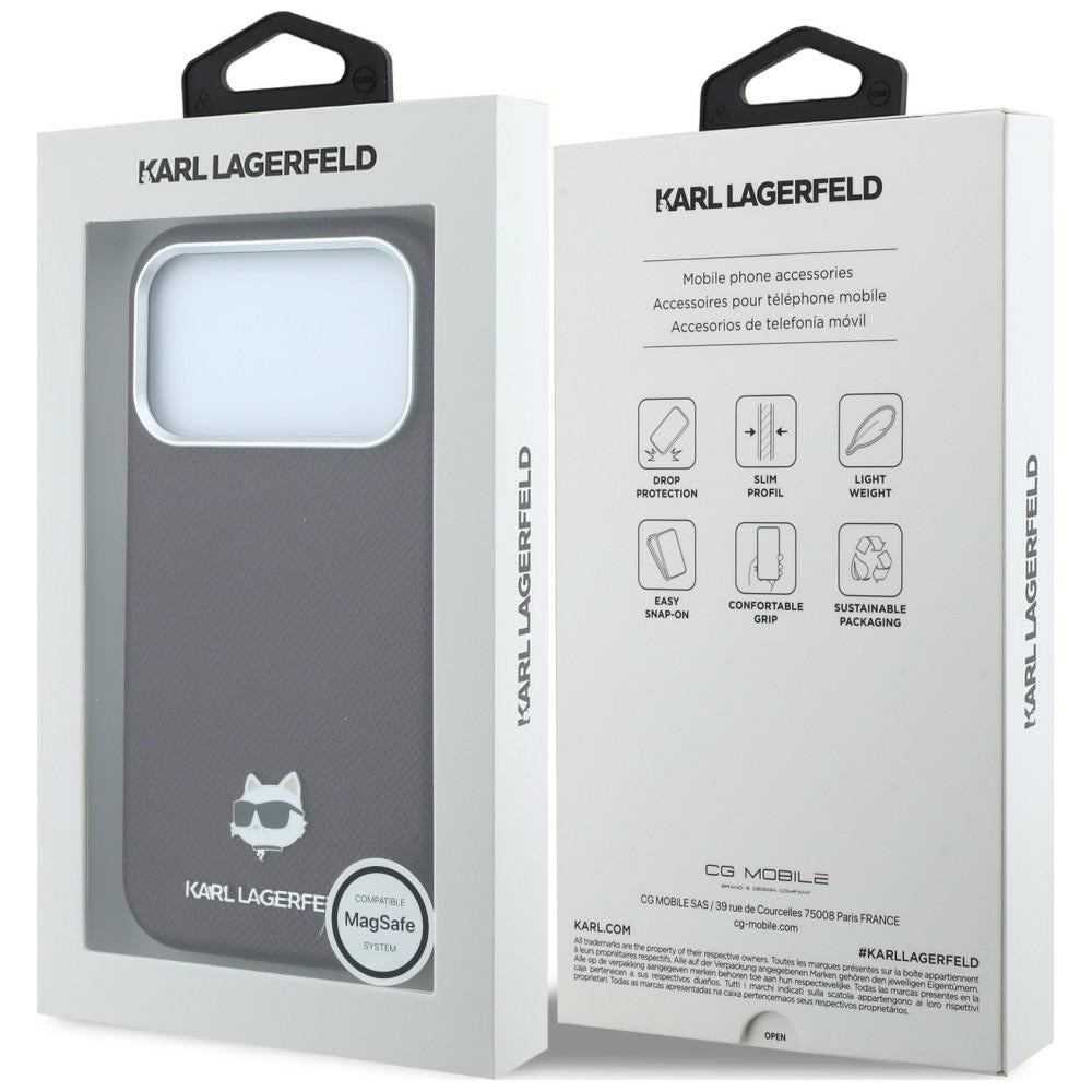Karl Lagerfeld Grained Choupette Head Metal MagSafe case for iPhone 17 Pro / 18 Pro - burgundy_7