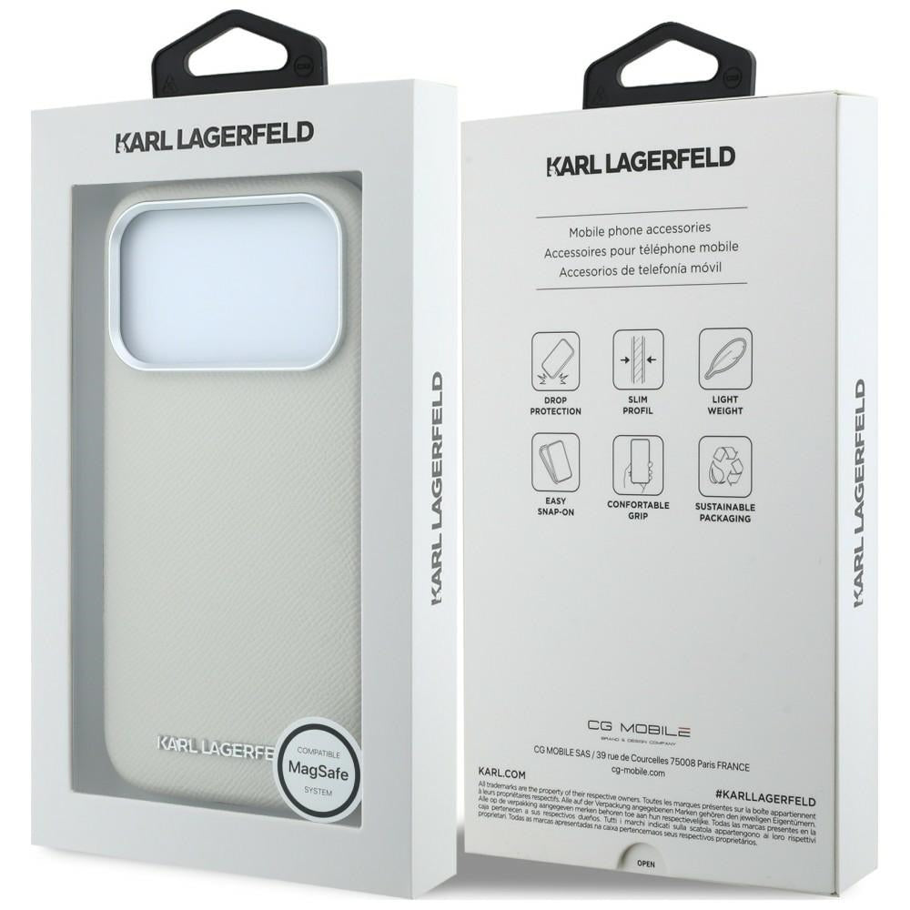 Karl Lagerfeld Grained Elongated Logo MagSafe Case for iPhone 17 Pro Max / 18 Pro Max - Beige_7