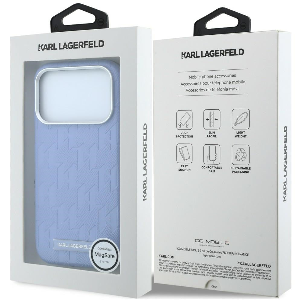 Karl Lagerfeld Grained Mono Resin Logo MagSafe Case for iPhone 17 Pro / 18 Pro - Light Blue_7