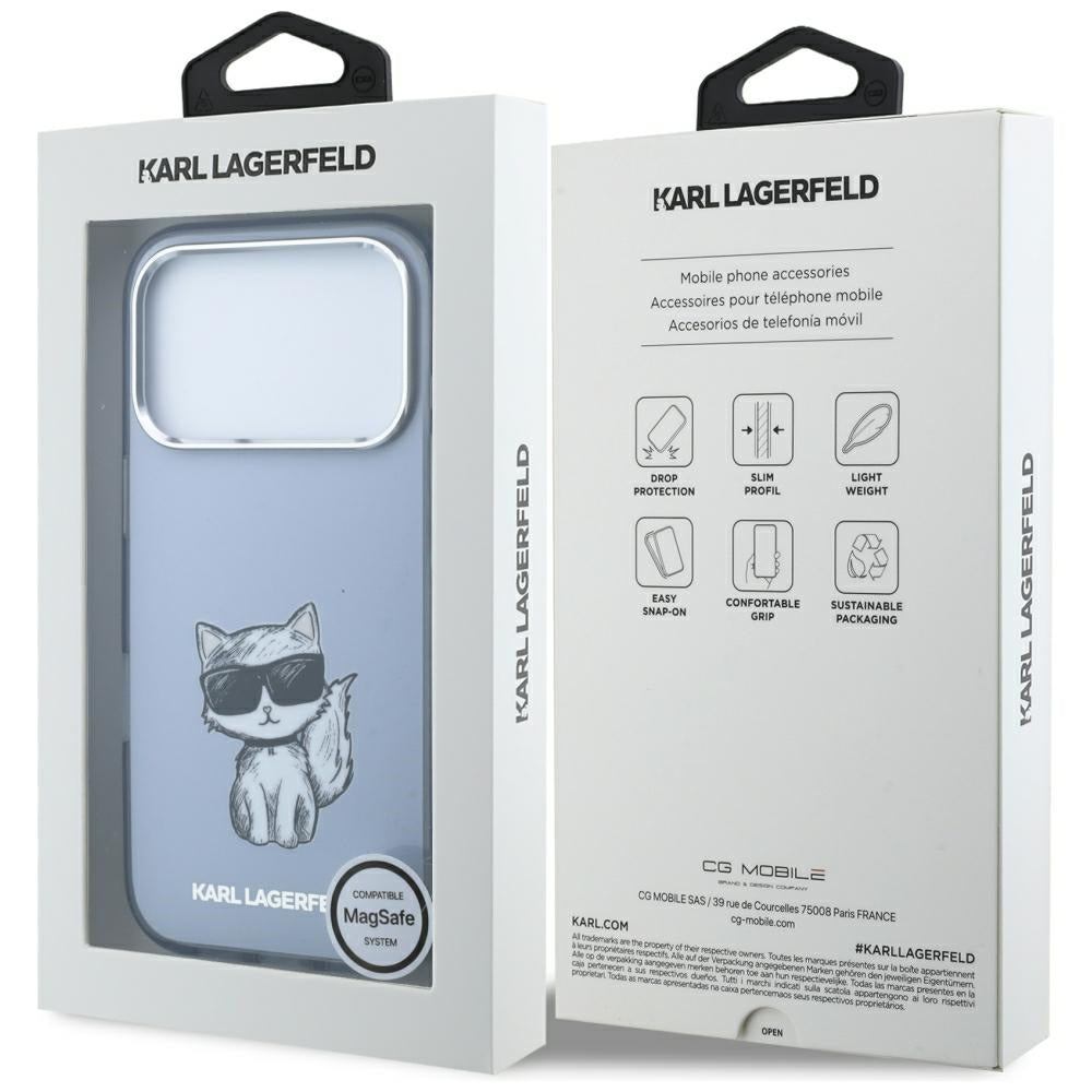 Karl Lagerfeld IML Choupette Body Sketch Print MagSafe Case for iPhone 17 Pro / 18 Pro - Light Blue_7