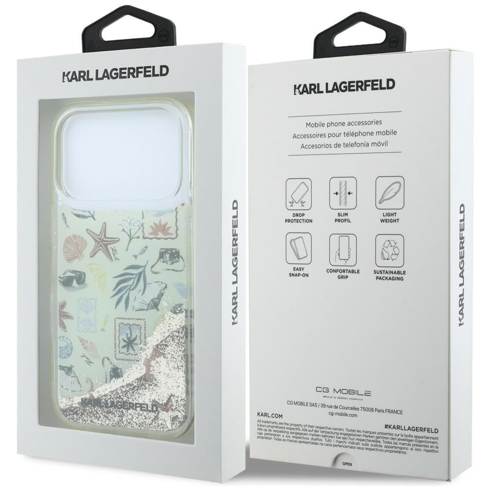 Karl Lagerfeld Liquid Glitter Beach & Sand Case for iPhone 17 Pro / 18 Pro - Beige_7
