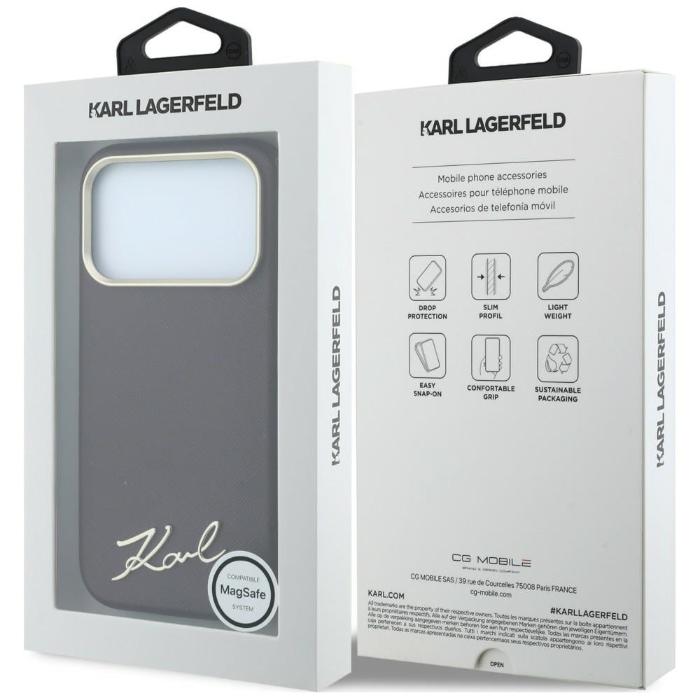 Karl Lagerfeld Saffiano Small Script Metal Logo MagSafe case for iPhone 17 Pro / 18 Pro - burgundy_7