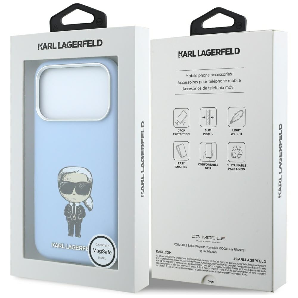 Karl Lagerfeld Smooth Ikonik Sketch MagSafe case for iPhone 18 Pro / 17 Pro - light blue_7