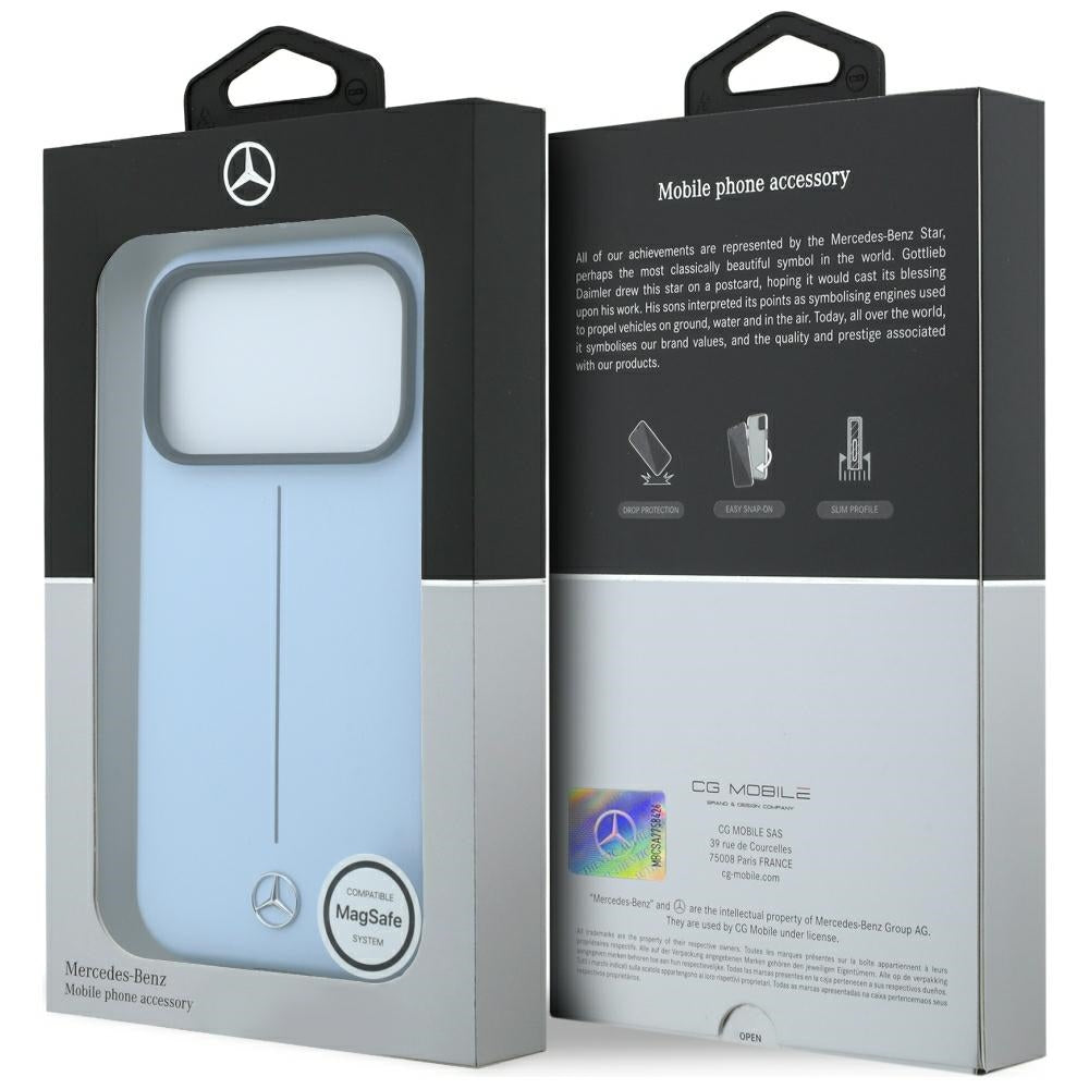 Mercedes Leather Semi Wrap Iconic Line MagSafe Case for iPhone 18 Pro Max / 17 Pro Max - Blue_7