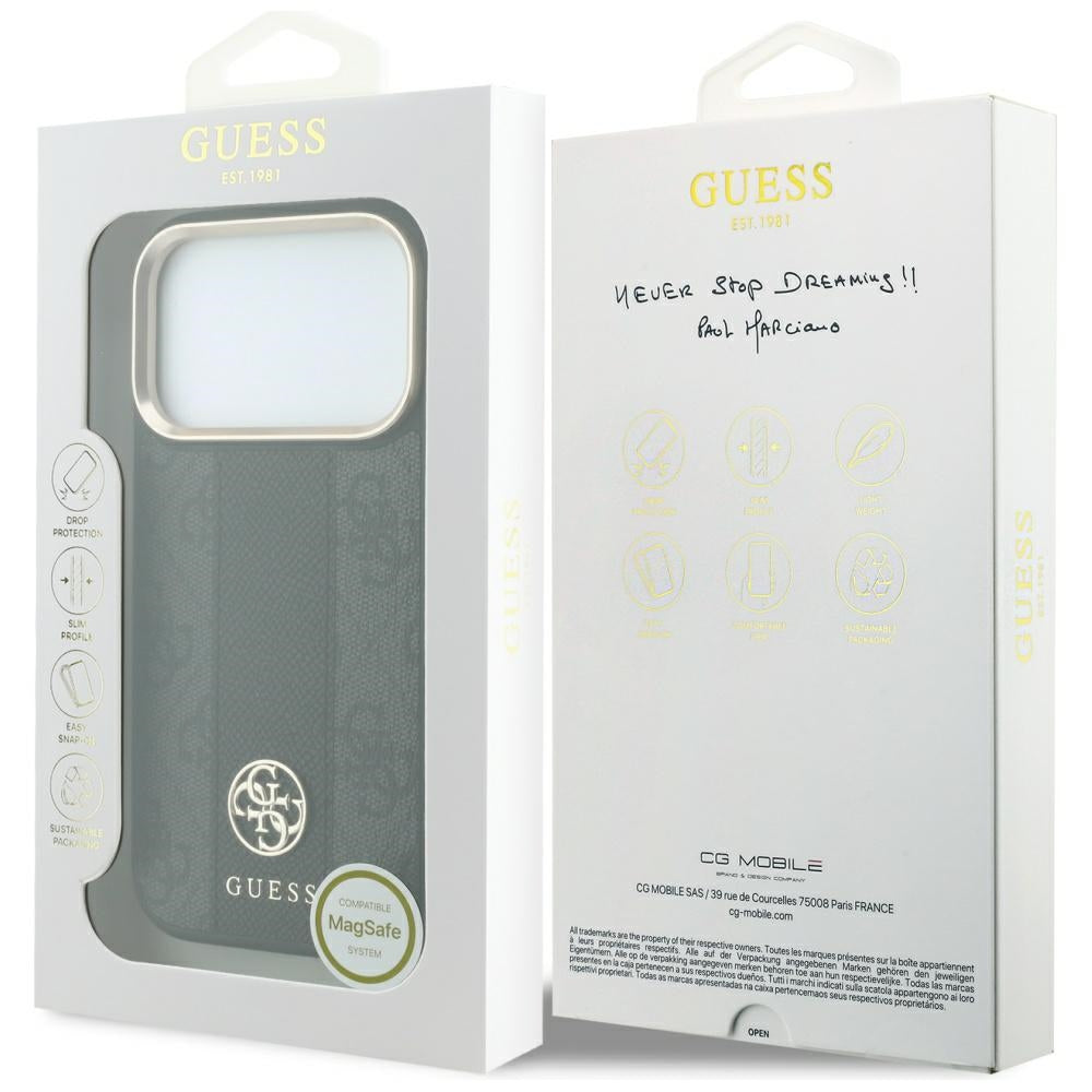 Guess 4G with Stripe Round and Classic Logos MagSafe Case for iPhone 17 Pro / 18 Pro - Black_7