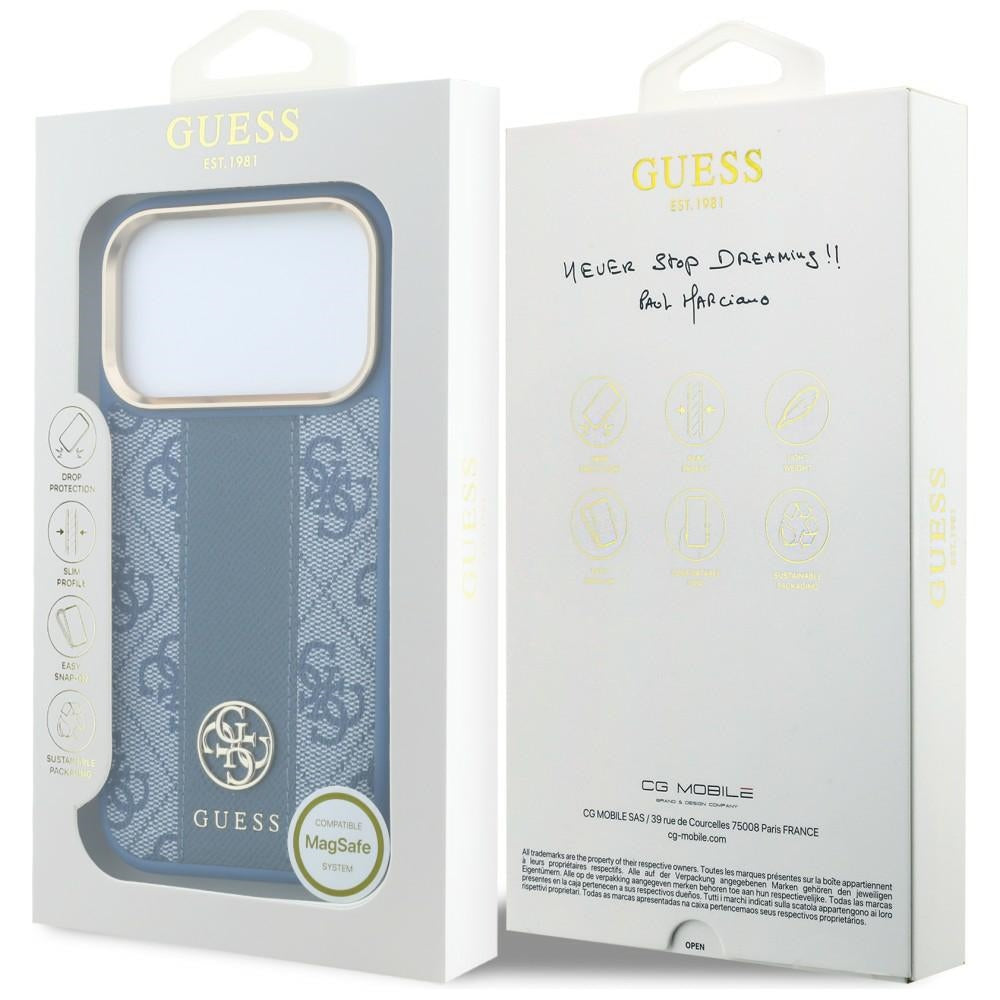 Guess 4G with Stripe Round and Classic Logos MagSafe Case for iPhone 17 Pro / 18 Pro - Blue_7