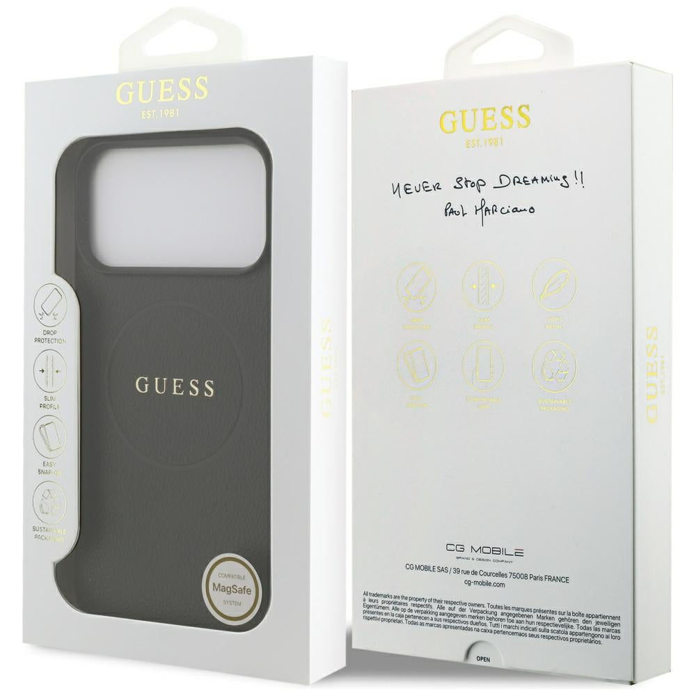 Guess Grained Gold Ring MagSafe Case for iPhone 18 Pro Max / 17 Pro Max - Black_7