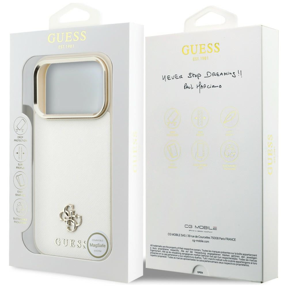 Guess Saffiano Small 4G & Classic Logo MagSafe case for iPhone 17 Pro Max / 18 Pro Max - beige_7