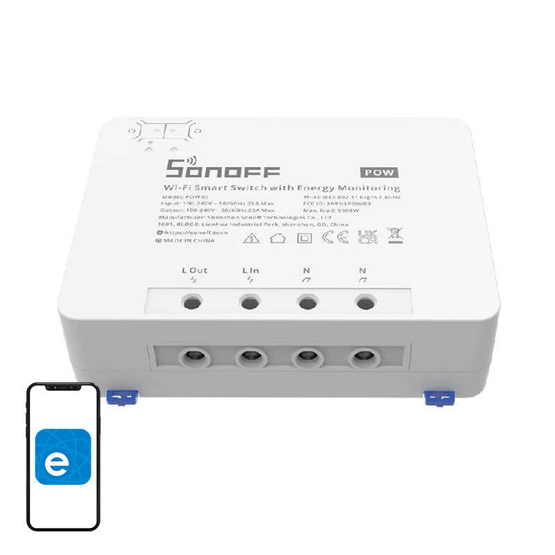 Smart WiFi switch with Energy Monitoring Sonoff POWR3 (25A/5500W)_0