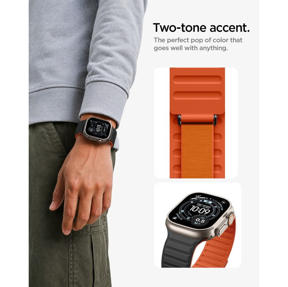 Spigen Athlex Air M Strap for Apple Watch 44/45/46/49 mm - Black and Orange_8