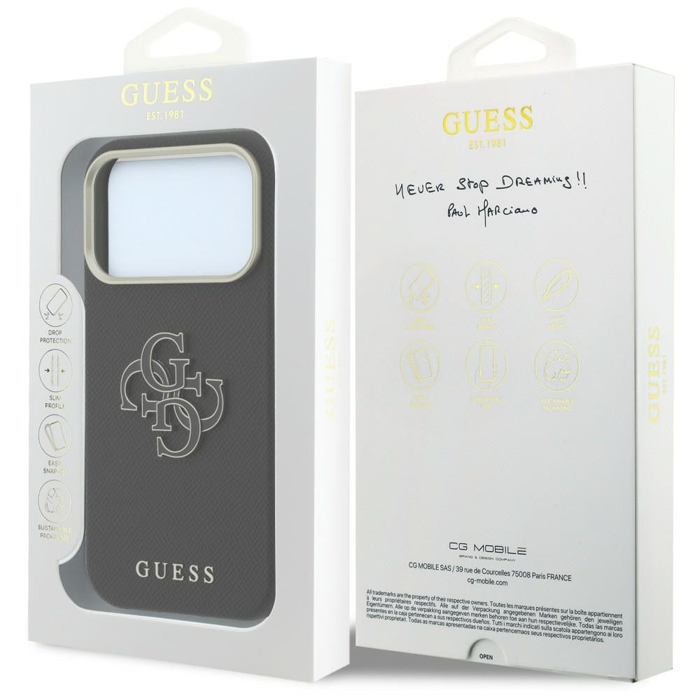 Hard Case Guess Grained Big Resin Logo for Apple iPhone 18 Pro Max / 17 Pro Max, Black_7