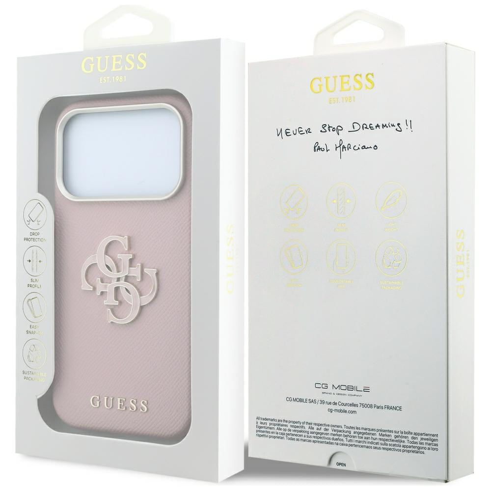Hard Case Guess Grained Big Resin Logo for Apple iPhone 18 Pro Max / 17 Pro Max, Pink_7