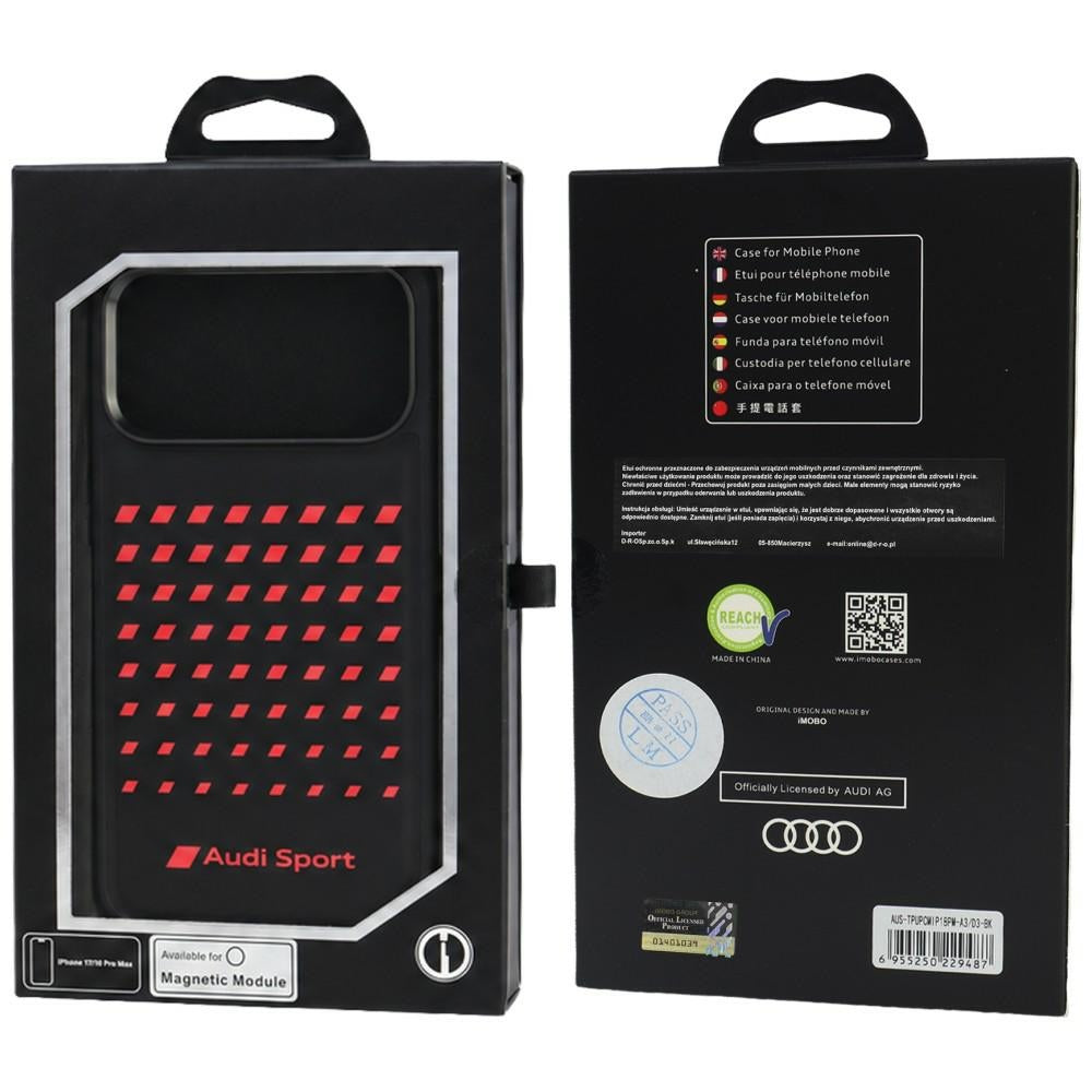 Audi Sport Synthetic Leather MagSafe Case for iPhone 18 Pro Max / 17 Pro Max - Black_4