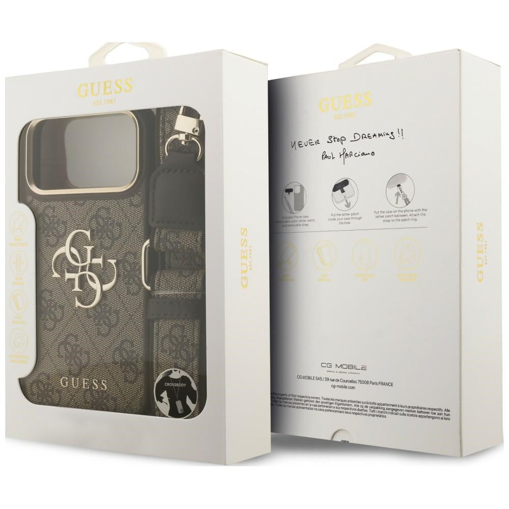 Etui Guess 4G Big 4G Classic Logo Big Strap Metal Buttons na iPhone 18 Pro Max / 17 Pro Max - brązowe_8