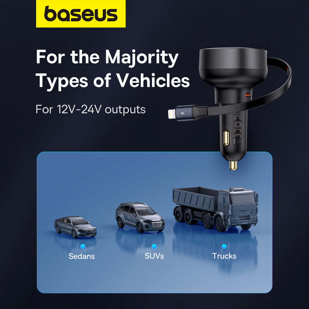 Baseus Enjoyment Pro USB-C (Female) / Lightning (Male) 60W Car Charger - Black - OUTLET_15