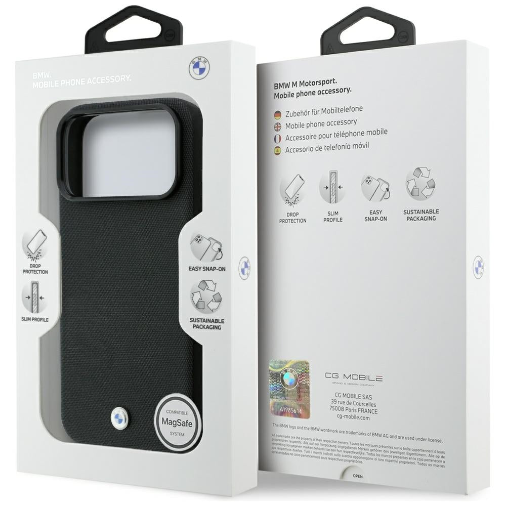 BMW Kevlar Metal Logo MagSafe Case for iPhone 18 Pro Max / 17 Pro Max - Black_7