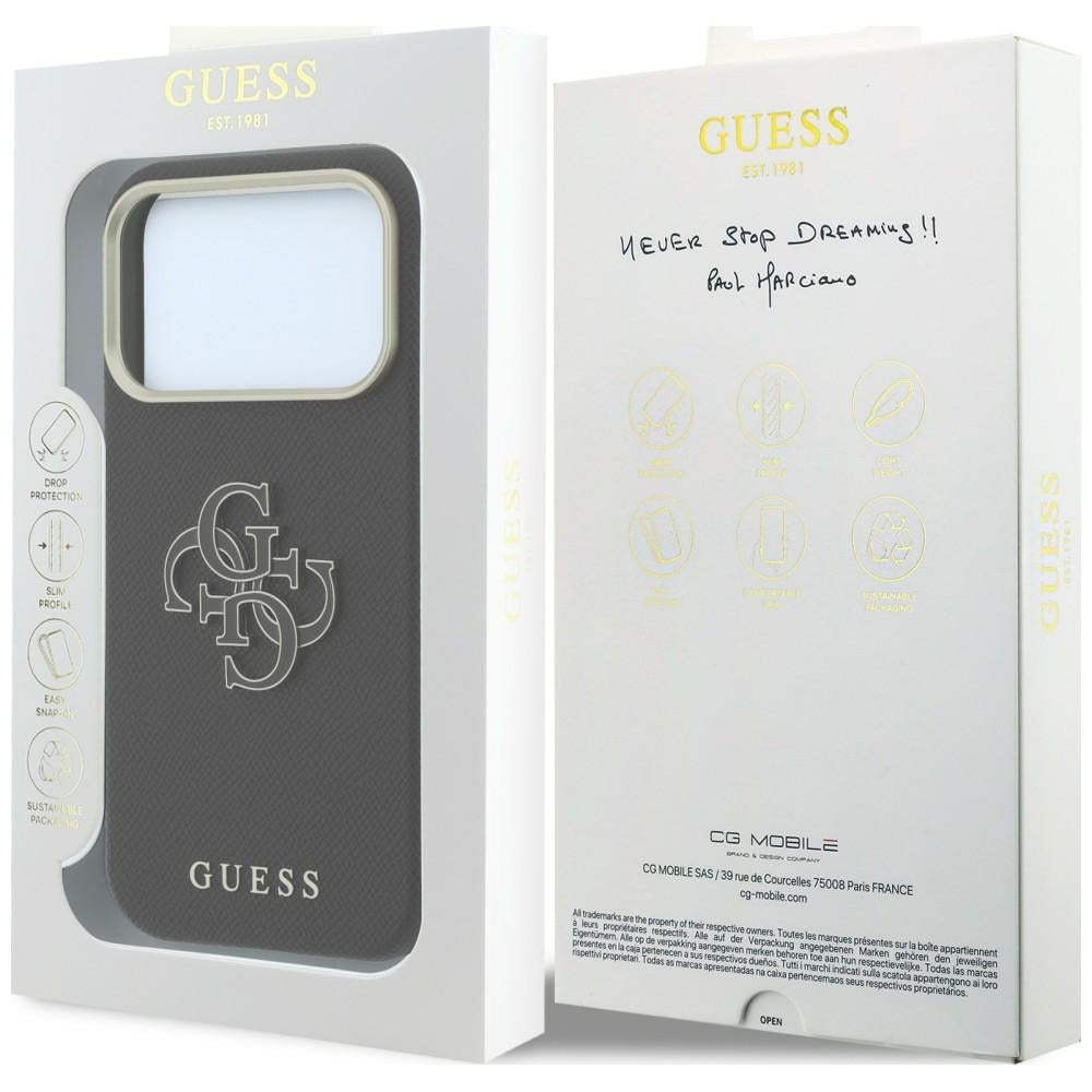 Hard Case Guess Grained Big Resin Logo for Apple iPhone 18 Pro / 17 Pro, Black_7
