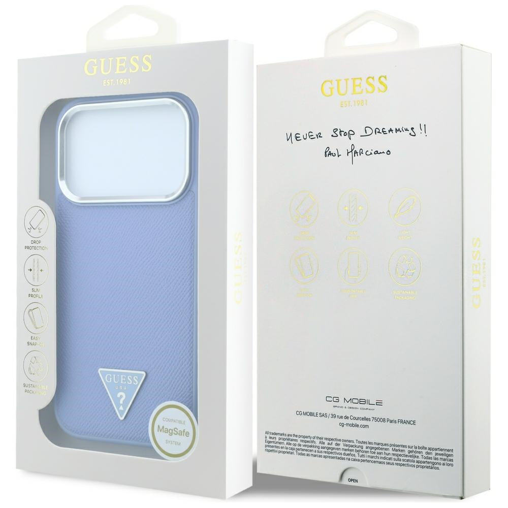Hard Case Guess Grained Triangle Logo with MagSafe for Apple iPhone 18 Pro / 17 Pro, Light Blue_7