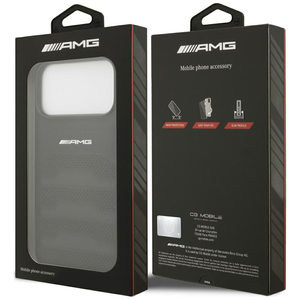 Mercedes AMG Leather Debossed Lines Logo Case for iPhone 18 Pro Max / 17 Pro Max - Black_7