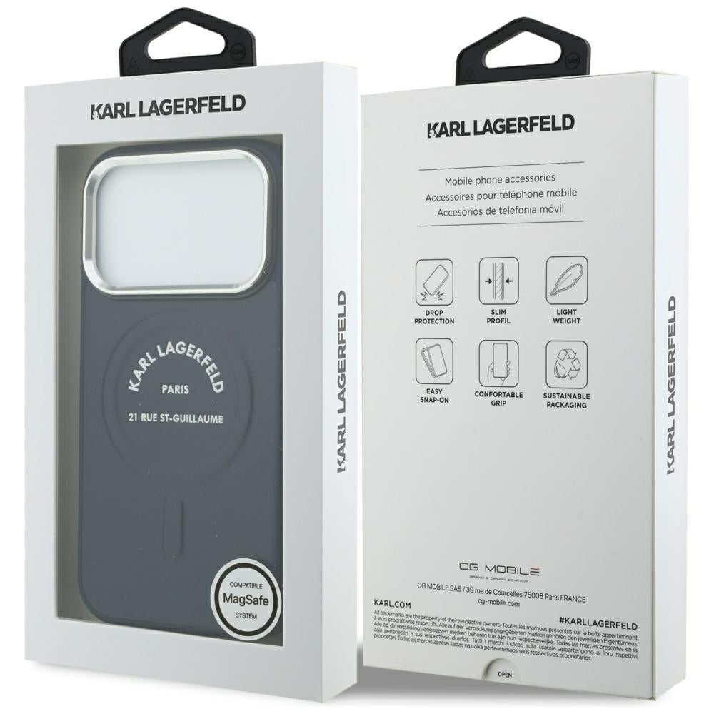 Karl Lagerfeld Embossed Open Ring RSG Logo MagSafe Case for iPhone 18 Pro / 17 Pro - Blue_7